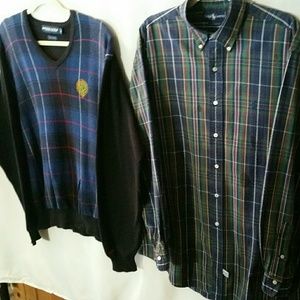 Ralph Lauren plaid sweater with plaid shirt size L